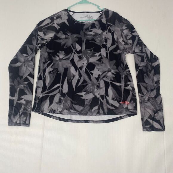 Reel Life Women's Long Sleeve UV Top Stretch Lightweig Size XXL Black/Gray - Picture 2 of 12